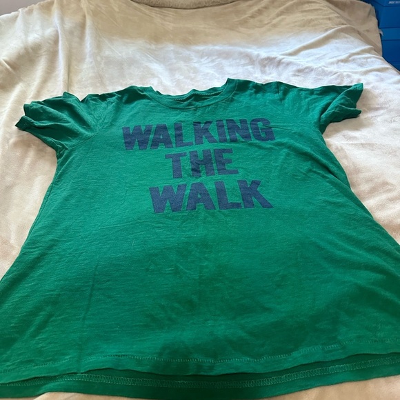 J Crew Walking the Walk Shirt with Blue Text M - Picture 2 of 2